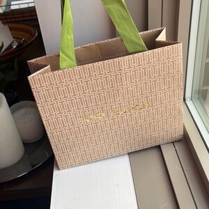 Tory Burch Beige and Lime Green Tote